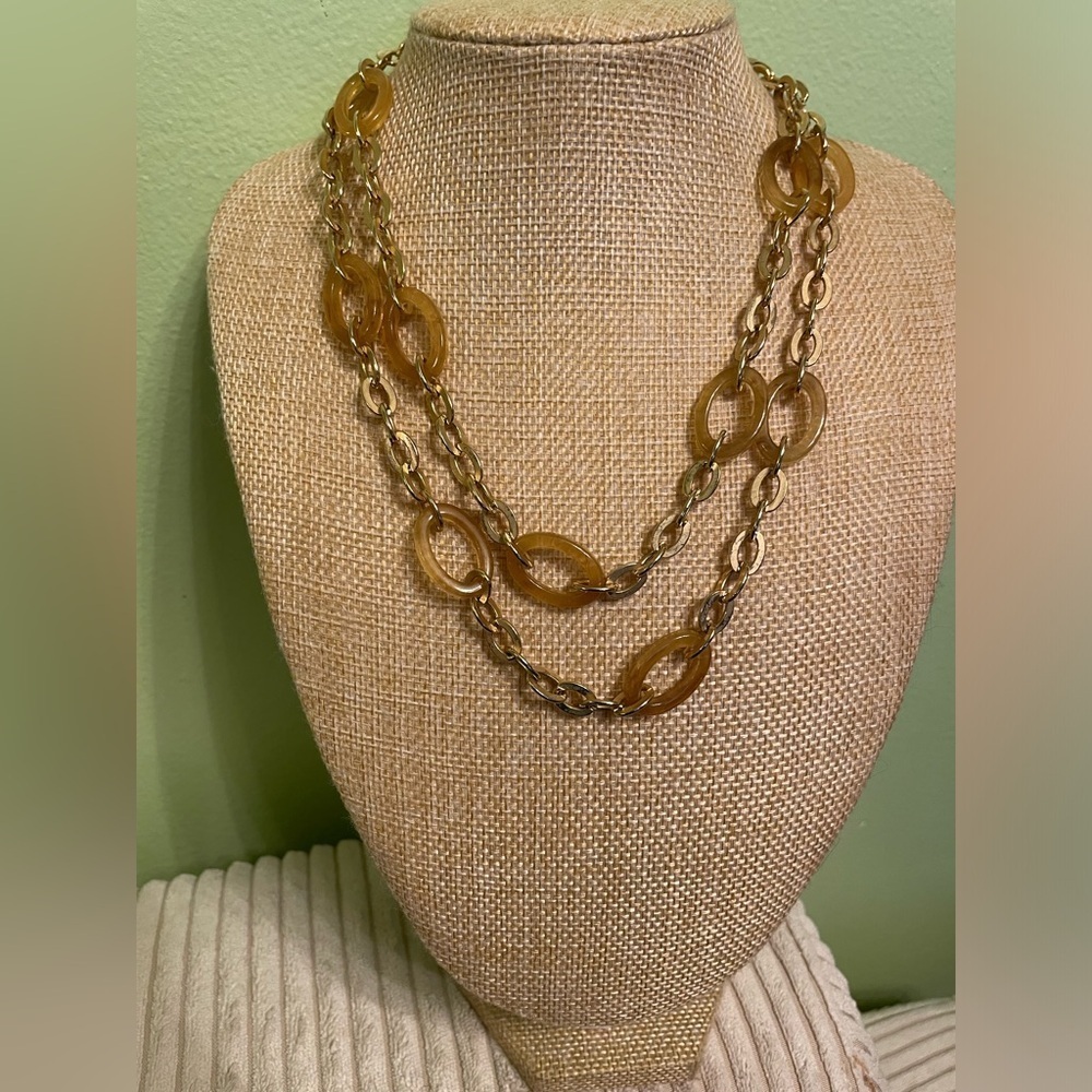 Long gold hoop necklace